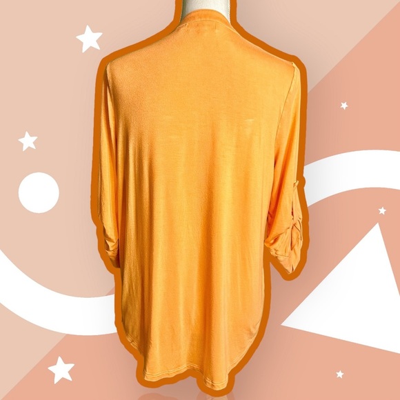 Calvin Klein Bright Orange Roll-Tab Sleeve 1/2 Zip Pocketed Top Size Medium - Picture 7 of 10